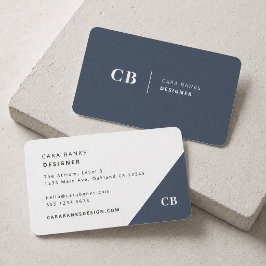 Navyblå monogram modern minimalist enkel visitkort