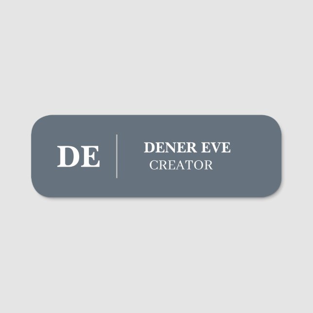 Navyblå Monogram Modern Minimalistisk Identitet Namnbricka (Framsida)