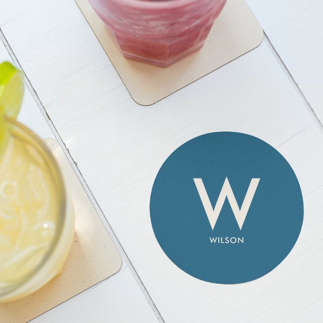 Navyblå monogram personlig fest underlägg papper rund (Skapare uppladdad)