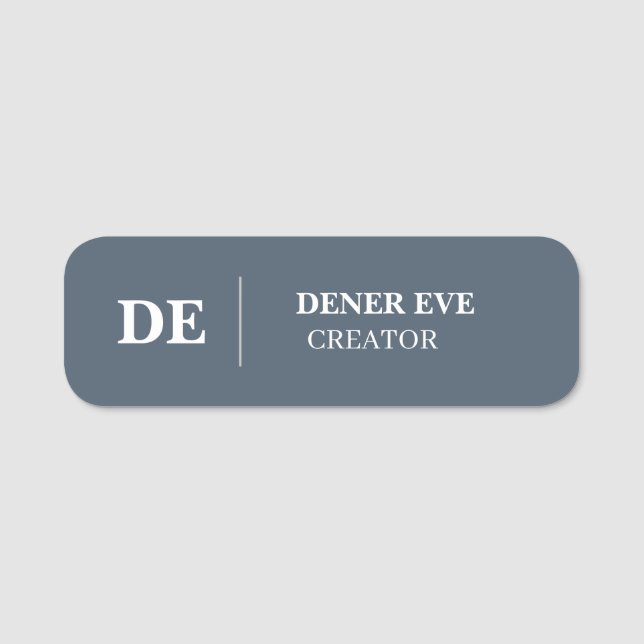 Navyblå Monogram Ren Modern Identitet Namnbricka (Framsida)