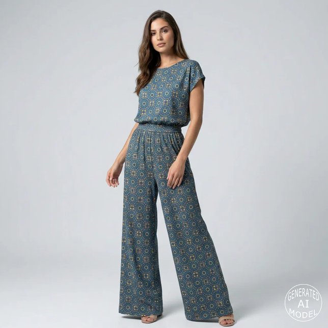 Navyblå Mustardgul Marockansk Mozaikplatta Boho Tyg (Skapare uppladdad)