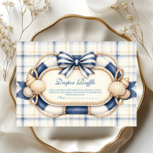 Navyblå nautisk rutig blöjlotteri baby shower