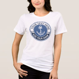 Navyblå och beige rund med kustkompass t shirt