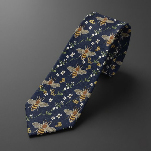 Navyblå och guld Fjärilblomma Slips (Skapare uppladdad)
