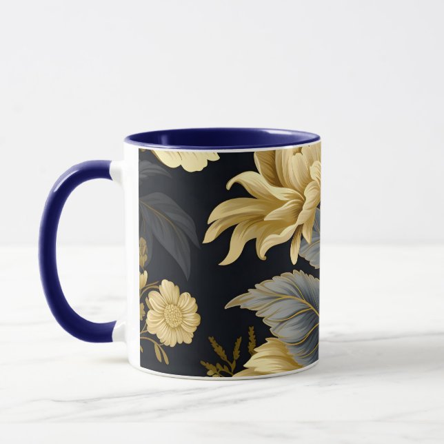 Navyblå och guld Modern Boho anpassad logomugg Mugg (Vänster)
