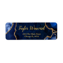 Navyblå och guldaktig Agate-marmor Födelsedagsfest