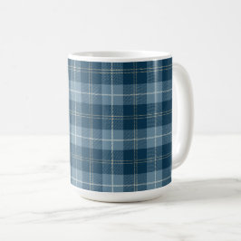 Navyblå och ljusblå Tartan-rutig mönster Kaffemugg