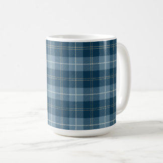 Navyblå och ljusblå Tartan-rutig mönster Kaffemugg