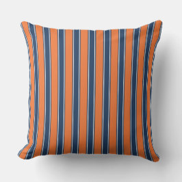 Navyblå och orange randig kustkudde kudde