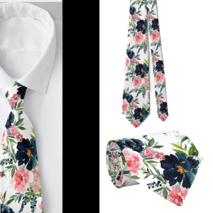 Navyblå och rosa rosor blommor blomster slips
