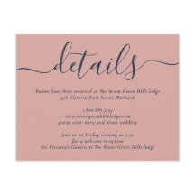 Navyblå och rosafärgad modern scriptbröllop