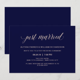 Navyblå och rosafärgade typografi | Nygifta Inbjudningar