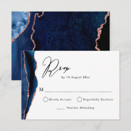 navyblå och rose gold agat RSVP-kort OSA Kort