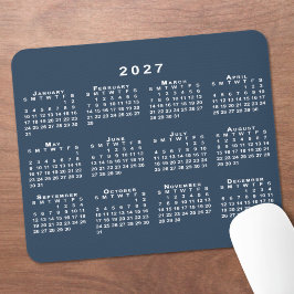 Navyblå och vit 2027-kalender musmatta
