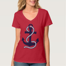 Navyblå och vit ankare T-shirt