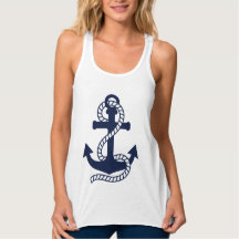 Navyblå och vit ankare T-shirt