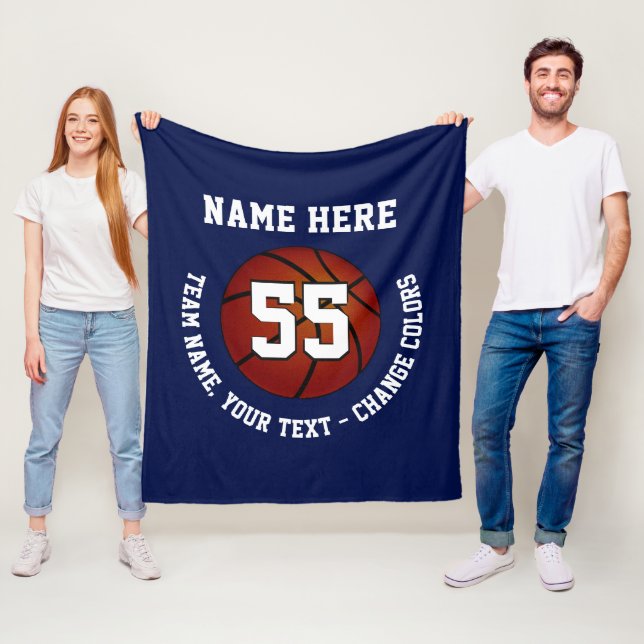 Navyblå och vit basketfilt av fleece (På plats)