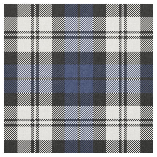 Navyblå och vit Black Watch Tartan-rutig Tyg (Närbild)