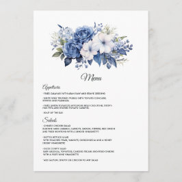 Navyblå och vit blomklänning bröllop meny