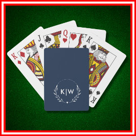 Navyblå och vit | Moderna initialer monogram Casinokort