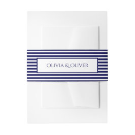 Navyblå och vit randig - magband band för inbjudningskort