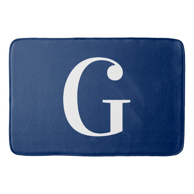 Navyblå och vit stor G-monogram Badrumsmatta (Framsidan)