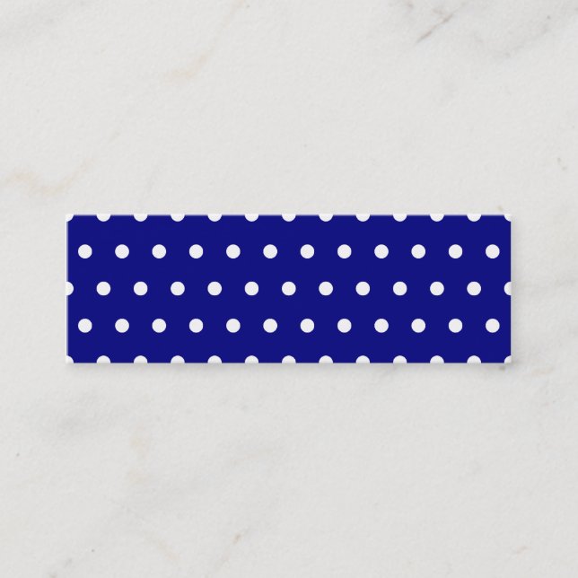 Navyblå och vita prickar mini visitkort (Framsida)