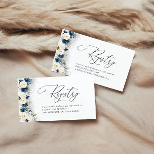 Navyblå och vita rosor Baby Shower-presentlista Tilläggskort