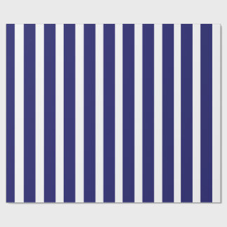 Navyblå och vita vertikala ränder presentpapper
