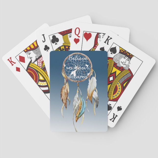 Navyblå Ombre Drömfångare  Casinokort (Baksidan)