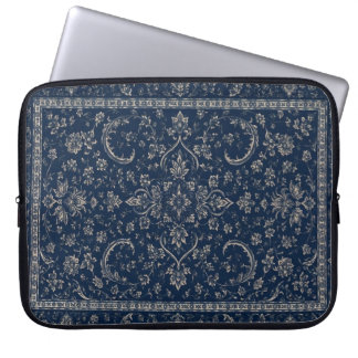 Navyblå persisk blomstermönstrad laptopsleeve laptop fodral