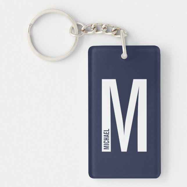 Navyblå personlig fet monogram och namn (Framsidan)