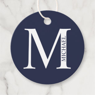 Navyblå Personlig Monogram och Namn Gåvor Etiketter