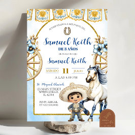 Navyblå pojke Charro och häst Presentacion de 3 år Inbjudningar