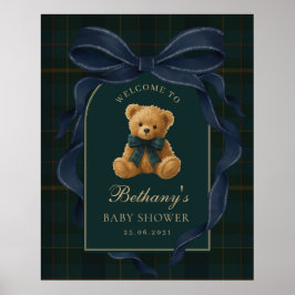 Navyblå Polobamse Baby Shower Välkomstskylt Poster