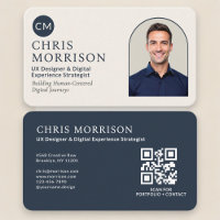 Navyblå professionell QR-kod fotokort 