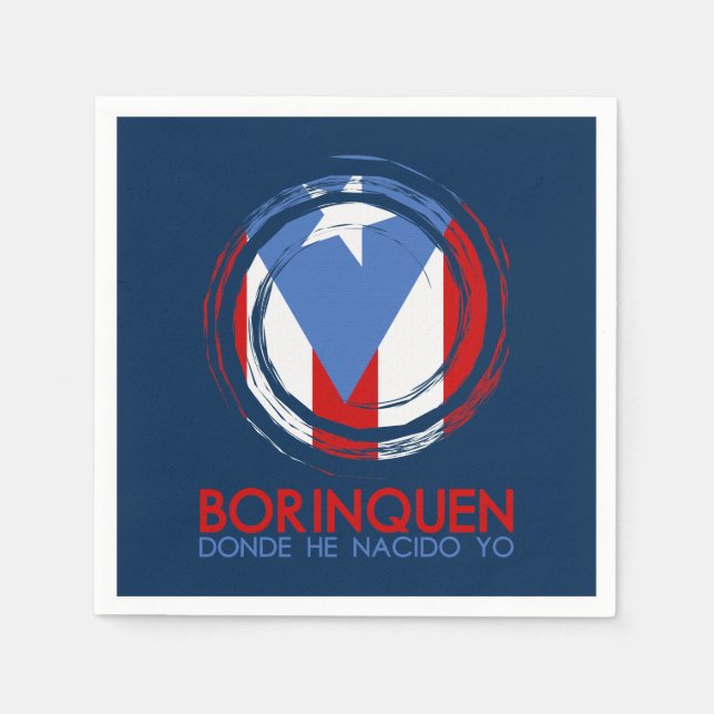 Navyblå Puerto Rico Borinquen Pappersservett (Framsidan)