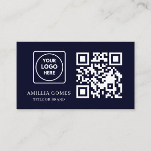 Navyblå QR-kod   Modern Anpassad Kontakt Design Visitkort
