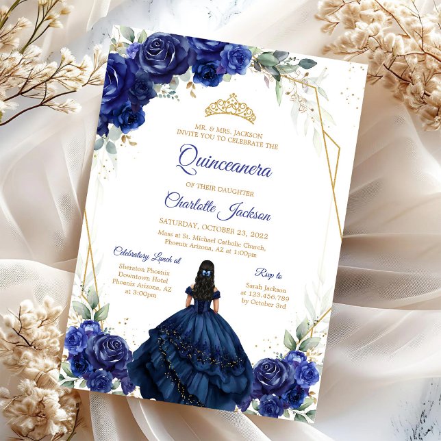 Navyblå Quinceanera-inbjudan Inbjudningar (Skapare uppladdad)