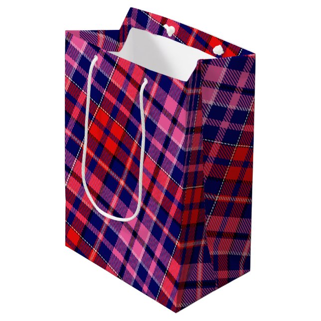 Navyblå röd rosa rutig Tartan-design  (Framsidan Vinklad)