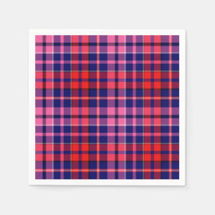 Navyblå Röd Rosa Rutig Tartan Design  Pappersservett