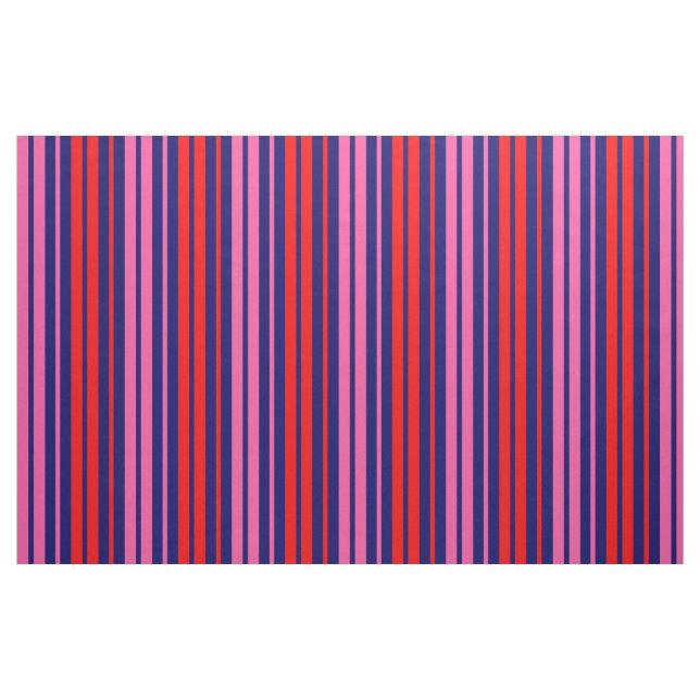 Navyblå Röd Rosa Vertikalt Randigt Mönster   Tyg (Fat Quarter)