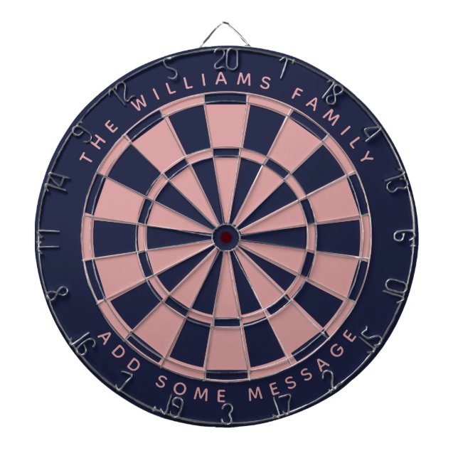 Navyblå Rosa Anpassat Familjenamn Meddelande Klass Darttavla (Framsidan)