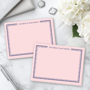 Navyblå Rosa Monogram Post-it Block