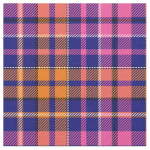 Navyblå Rosa Orange Rutig Tartan Design Tyg