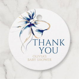 Navyblå rosett tack Baby Shower Gåvor Etiketter