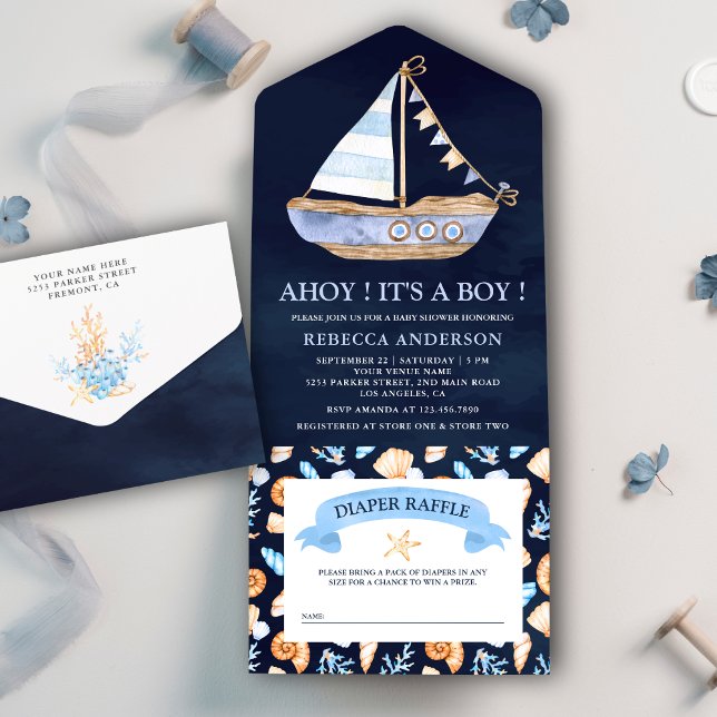 Navyblå Rustik Marin Babyshower för Sjöfolk (Skapare uppladdad)