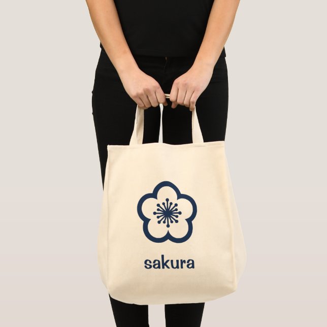Navyblå Sakura-blomma  Tygkasse (Framsida (produkt))
