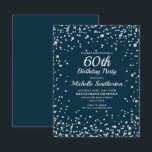Navyblå Silver Glitter Kvinnor 60-årsfirande Kort<br><div class="desc">Elegant navyblå med silverdiamantglitter 60-årsfestinbjudan för kvinnor. Kontakta oss för hjälp med anpassning eller för att begära matchande produkter.</div>