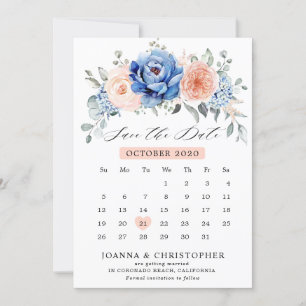 Navyblå Skiffer Dammig Ros Kalender Spara Datum Datumet